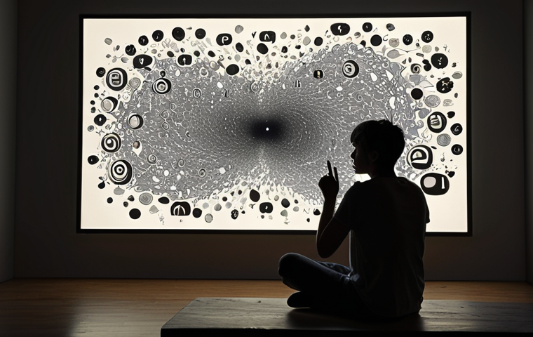 **Prompt 1 (Focus on Navigating Initial Feedback):**
A lone artist sits contemplatively before a glowing digital canvas displaying their unique character design. Around them, a chaotic swirl of indistinct, shadowy words and thought bubbles represents overwhelming, noisy feedback. However, the artist holds a subtle 'filter' or 'magnifying glass', through which only a few specific, illuminated words (constructive criticism) are visible, pointing clearly to areas on the character. The atmosphere is a mix of initial vulnerability and emerging discernment, with a subtle aura of resilience around the artist. Stylized, low-key lighting, emphasizing clarity amidst chaos.