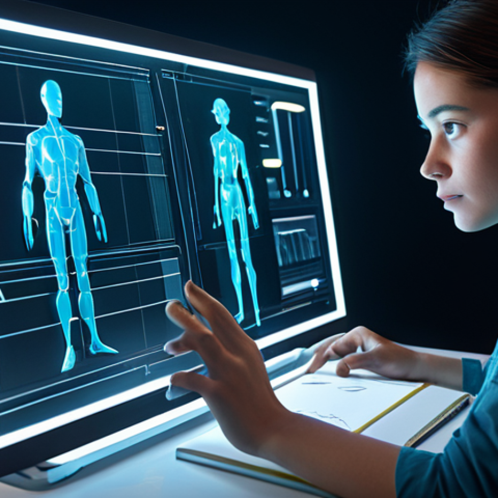 A professional character designer, a person with a focused and contemplative expression, wearing a modest smart casual outfit, seated at a sleek modern desk in a well-lit, futuristic studio. One hand holds a traditional sketchbook displaying intricate character concepts, while the other hand interacts with a translucent digital display showing complex 3D character models and various AI-generated design iterations. The background features subtle glowing data lines and holographic projections, emphasizing the synergy between human creativity and advanced technology. The atmosphere is one of innovation and artistic depth, celebrating the evolution of character design. Perfect anatomy, correct proportions, natural pose, well-formed hands, proper finger count, natural body proportions. Ultra high-resolution, professional studio photography, cinematic lighting, vibrant yet sophisticated color palette, safe for work, appropriate content, fully clothed, professional, family-friendly.