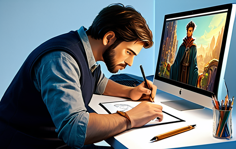 Digital Artist at Work**
"A character designer, fully clothed in comfortable professional attire, working on a digital painting of a fantasy character using a pen tablet in a brightly lit studio. Perfect anatomy, correct proportions, natural pose, well-formed hands, proper finger count, safe for work, appropriate content, professional, family-friendly, digital art style, high quality."
**