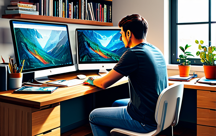 캐릭터 디자인과 미술 교육의 관계 - **Subject:** A young art student in a fully clothed, modest outfit (jeans and a sweater), diligently...