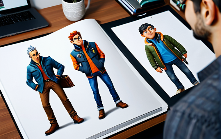 캐릭터 디자인 교육과정 개발 사례 - **Concept Artist at Work:** "A professional character designer in a modern Italian studio, working o...