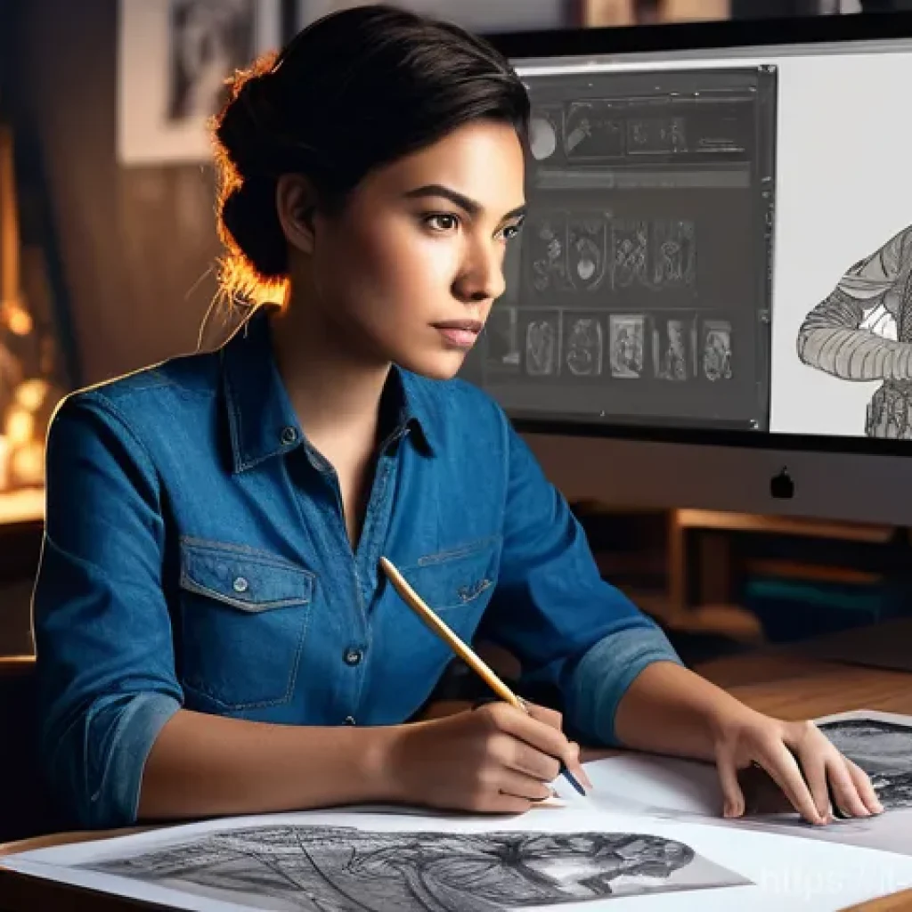 캐릭터 디자인과 3D 모델링의 차이 - **Prompt 1: The Visionary Character Designer at Work**
    A highly detailed, semi-realistic image o...