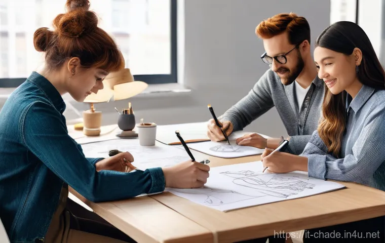 캐릭터 디자인 프리랜서의 고객 유치법 - **Prompt 2: Digital Artistry and Global Connection**
    A focused male character designer in his ea...