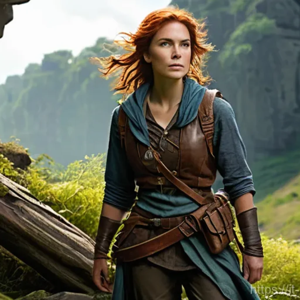 캐릭터 디자인의 글로벌 학문적 연구 사례와 동향 - **Prompt:** A young, determined female adventurer, with a resolute expression and vibrant, slightly ...