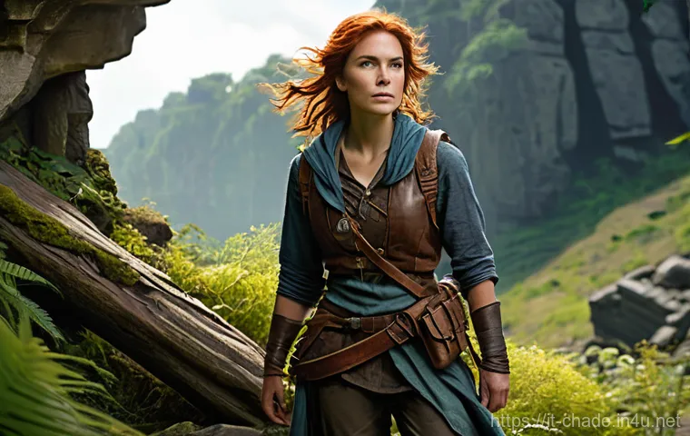 캐릭터 디자인의 글로벌 학문적 연구 사례와 동향 - **Prompt:** A young, determined female adventurer, with a resolute expression and vibrant, slightly ...