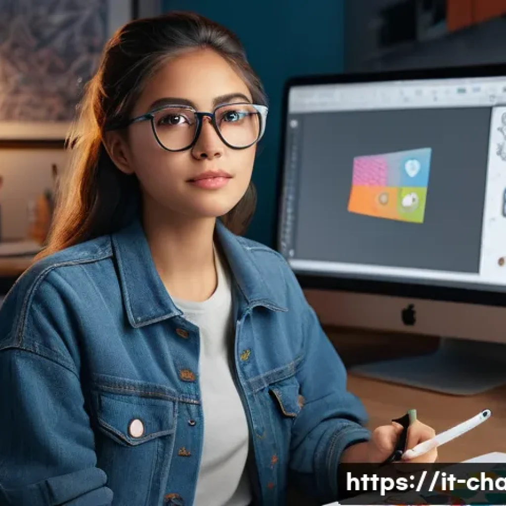 캐릭터 디자인과 광고 일러스트의 차이 - A detailed character design portrait of a young adult female artist in a creative studio, wearing ca...