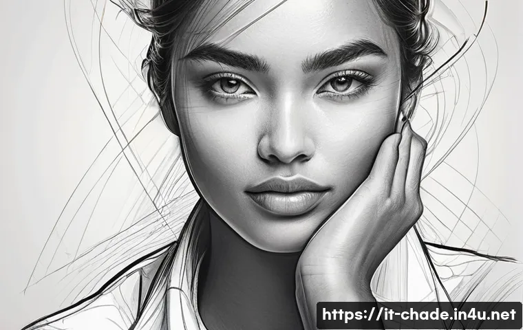 캐릭터 디자인에서 윤곽선 처리 요령 - A dynamic character portrait showcasing expressive line work variations: thick, bold outlines around...