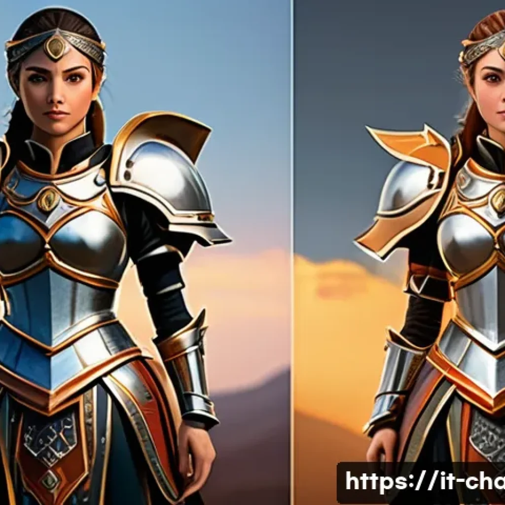 캐릭터 디자인 공모전 준비 방법 - A unique fantasy character design featuring a young female warrior wearing intricately detailed armo...