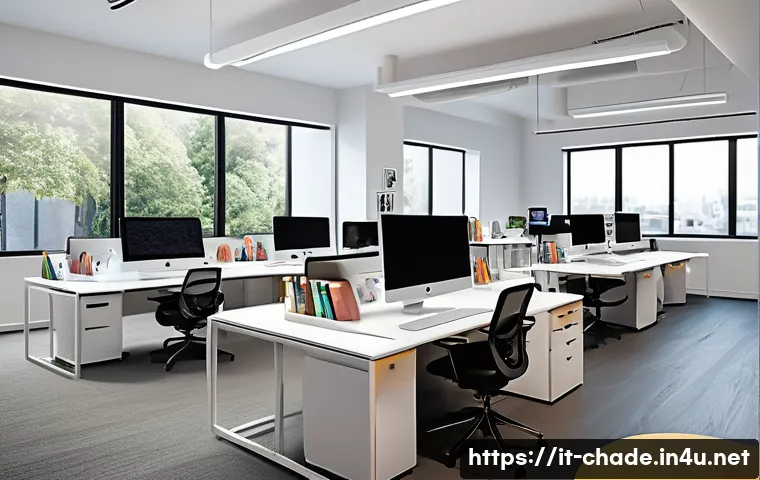 캐릭터 디자인의 팀워크 개선 방법 - A modern, bright character design studio featuring ergonomic workspaces with adjustable chairs, spac...
