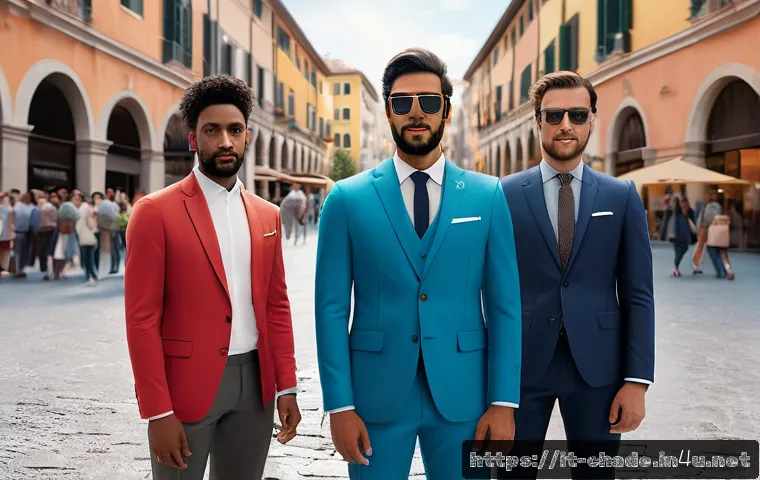캐릭터 디자인의 글로벌 학문적 연구 사례와 관련된 연구 동향 - A diverse group of character designs visualized through augmented reality in a modern Italian urban ...