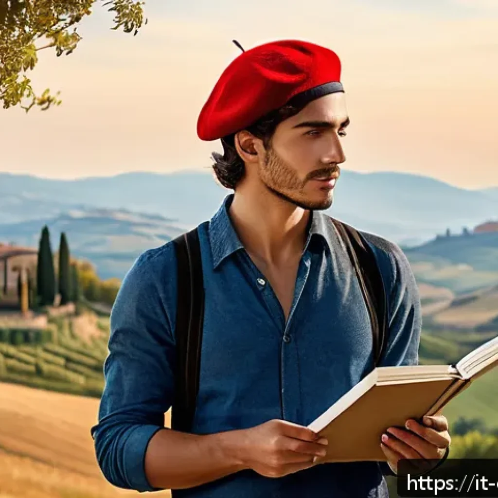 캐릭터 디자인과 크리에이티브 디렉팅 - A unique and memorable character design featuring a young Italian male artist in his early 20s, wear...