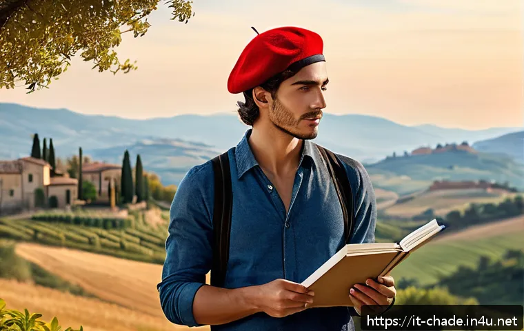 캐릭터 디자인과 크리에이티브 디렉팅 - A unique and memorable character design featuring a young Italian male artist in his early 20s, wear...