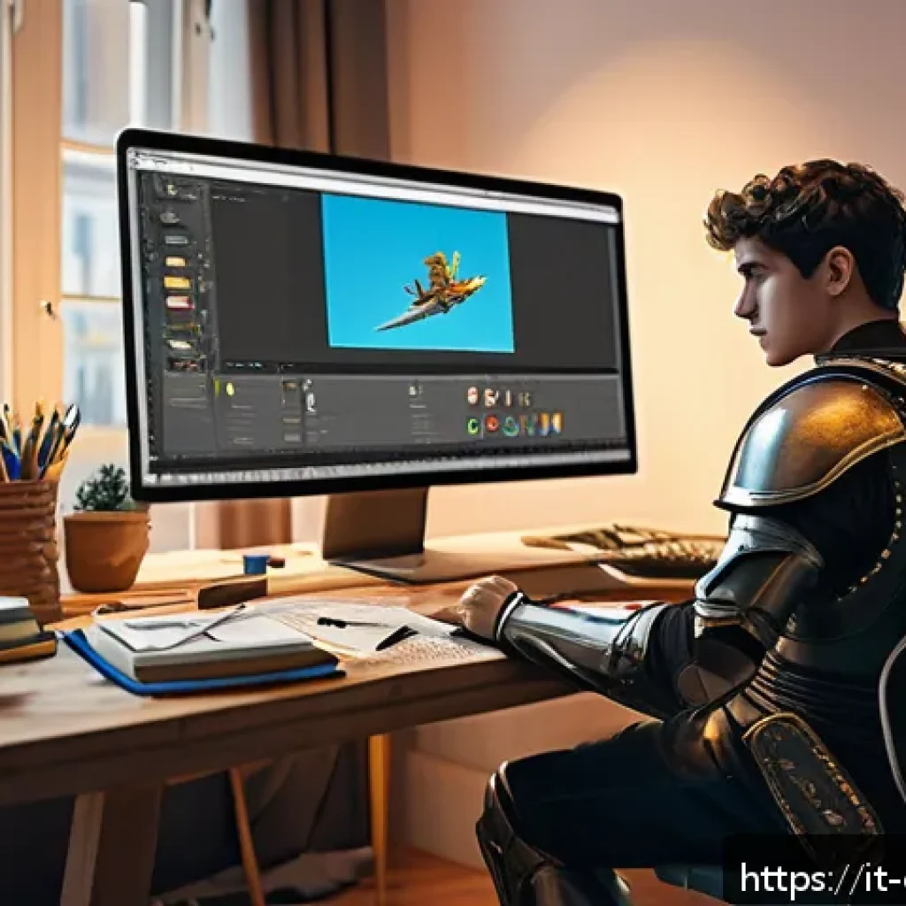 캐릭터 디자인에서 피드백 활용 팁 - A professional digital artist’s workspace showcasing a large monitor displaying a character design i...