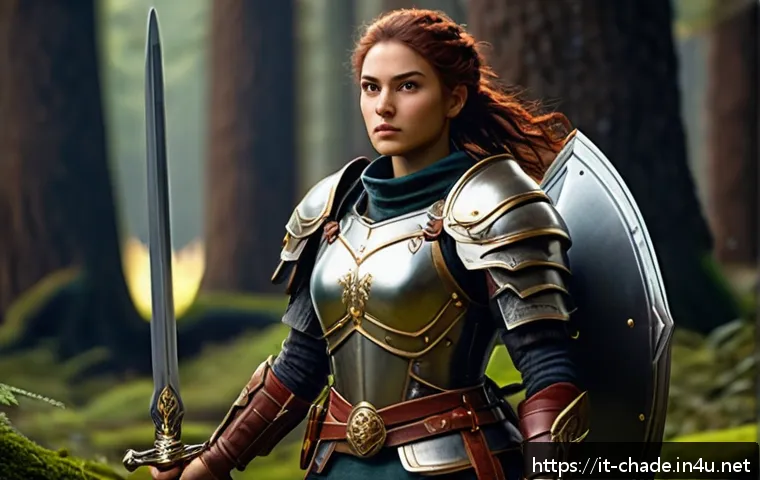 캐릭터 디자인과 일러스트 차이점 - A dynamic character design concept for a fantasy video game: a young female warrior wearing detailed...