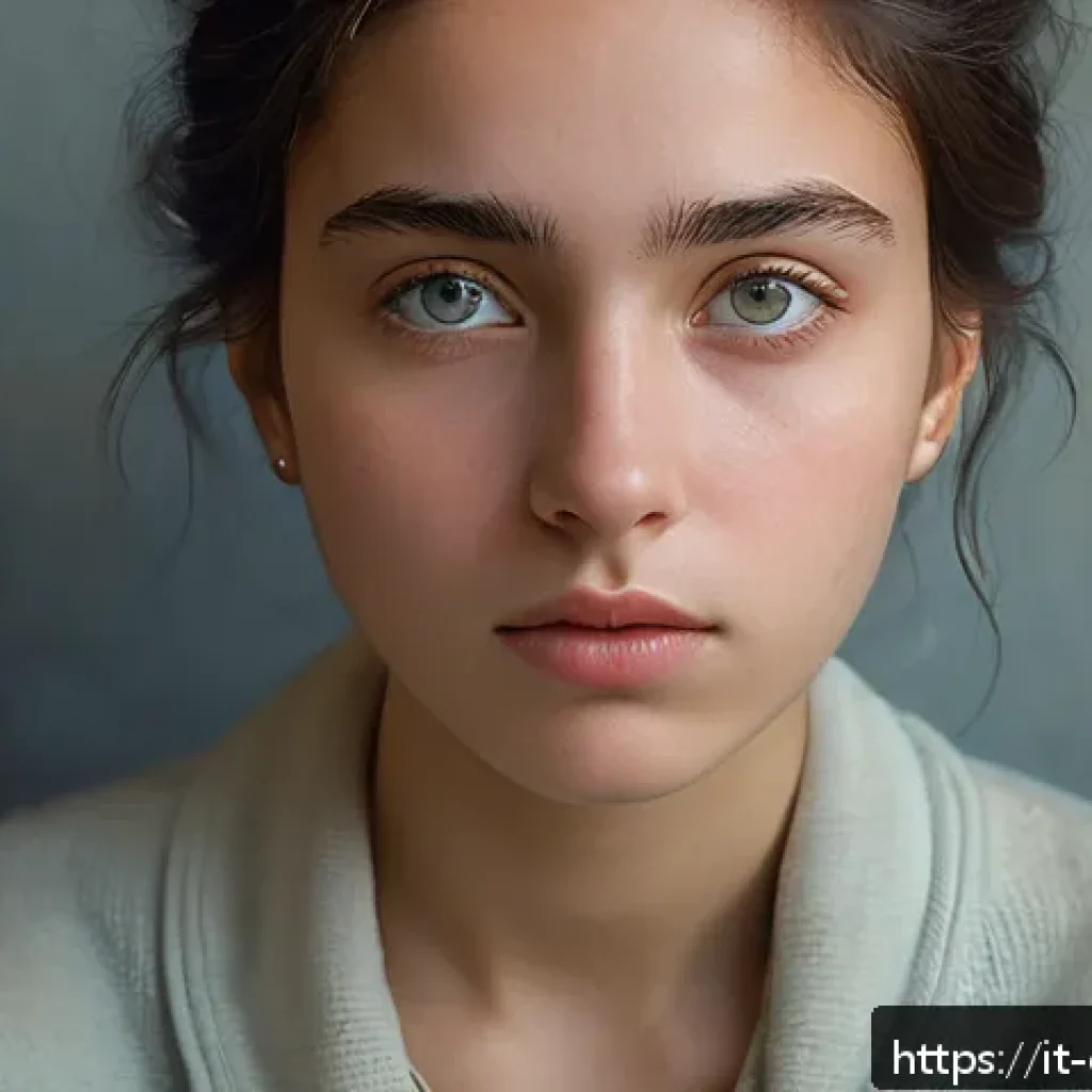 캐릭터 디자인 트렌드 분석 사례 - A contemporary character portrait featuring subtle psychological depth: a young adult woman with sof...