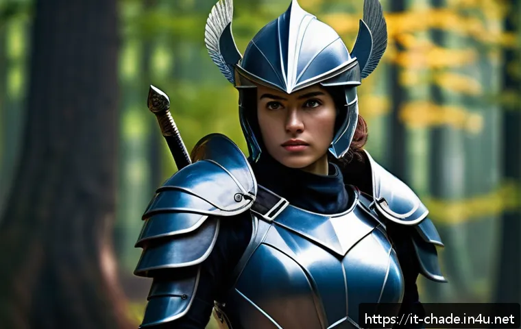 캐릭터 디자인 초보자를 위한 체크리스트 - A confident young female warrior standing in a dynamic battle-ready pose, wearing practical yet styl...