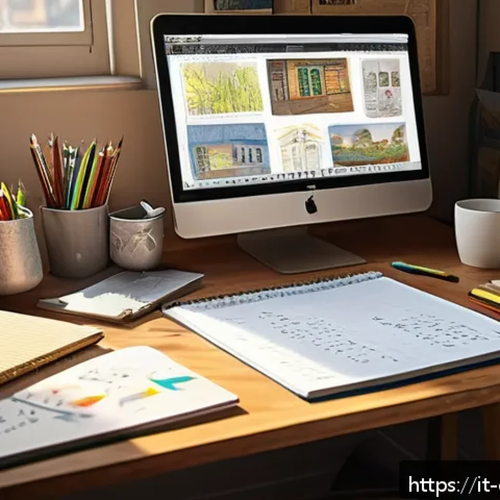 캐릭터 디자인 전문가의 하루 일과 - A character designer&rsquo;s creative workspace featuring a cozy, sunlit room with sketches, moodboards pi...