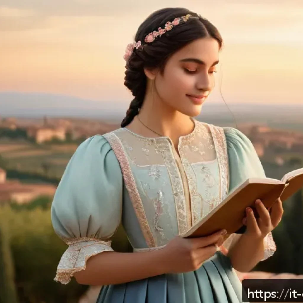 캐릭터 디자인 관련 국제 공모전 성공 사례 - A young female character inspired by Italian Renaissance culture, wearing elegant traditional attire...